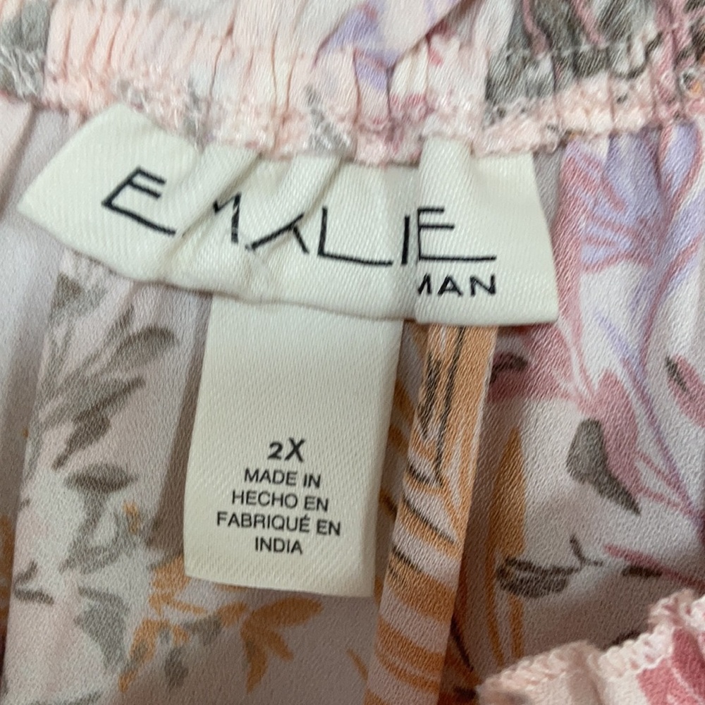 Emaline top floral print bell sleeve blouse tie detail boho Casual office 2X - Picture 14 of 17